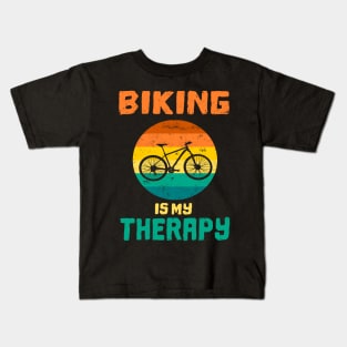 Biking is my therapy bike retro vintage gift Kids T-Shirt